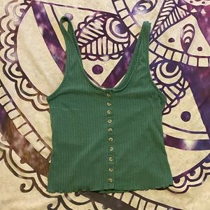 Blue/green button up billabong tank top